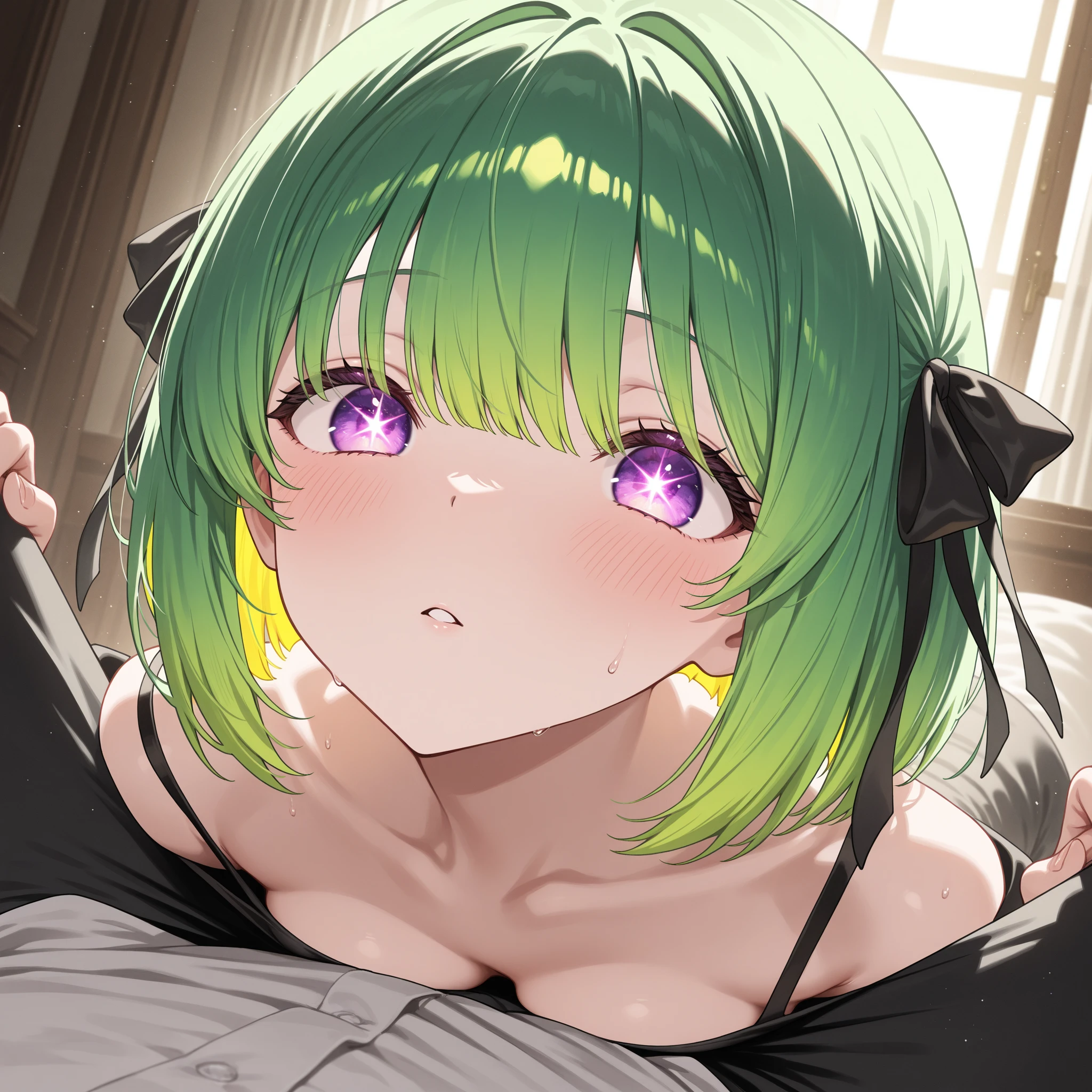 1girl,solo,super detailed skin,shiny skin,wet oily skin, tatsumaki, one-punch man,natural face,embarrassed,pale blonde hair,eyelashes,small breasts,beautifully shaped breasts,maid costume,short skirt,cleavage cutout,,room,masterpiece,best quality,ultra detailed,high resolution,sharp focus,depth of field
