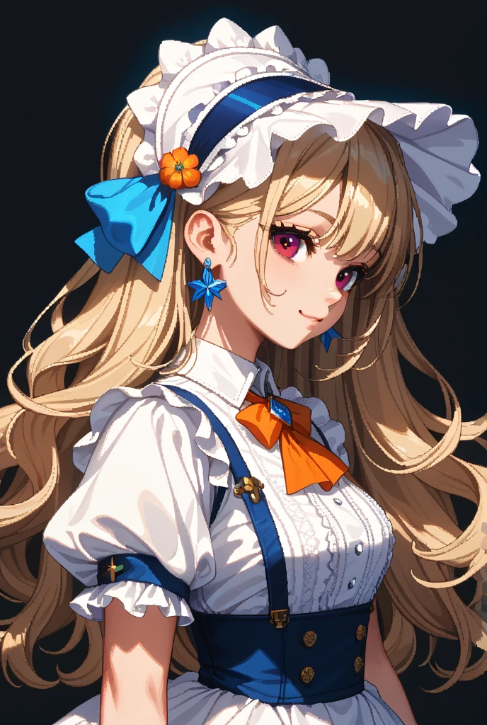 (masterpiece_1.3), (best quality_1.2),letemeraire,[petite:(large breasts:1.4):0.2],blonde hair,long hair,1girl,ahoge,solo,green eyes,bangs,very long hair,looking at viewer,braid,twin braids,bow,hair between eyes,cross,frills,ribbon,jewelry,cleavage,choker,smile,twintails,dress,thighhighs,earrings,skirt ,<lyco:GoodHands-beta2:0.5> <lora:30_letemeraire_nochibi:1>