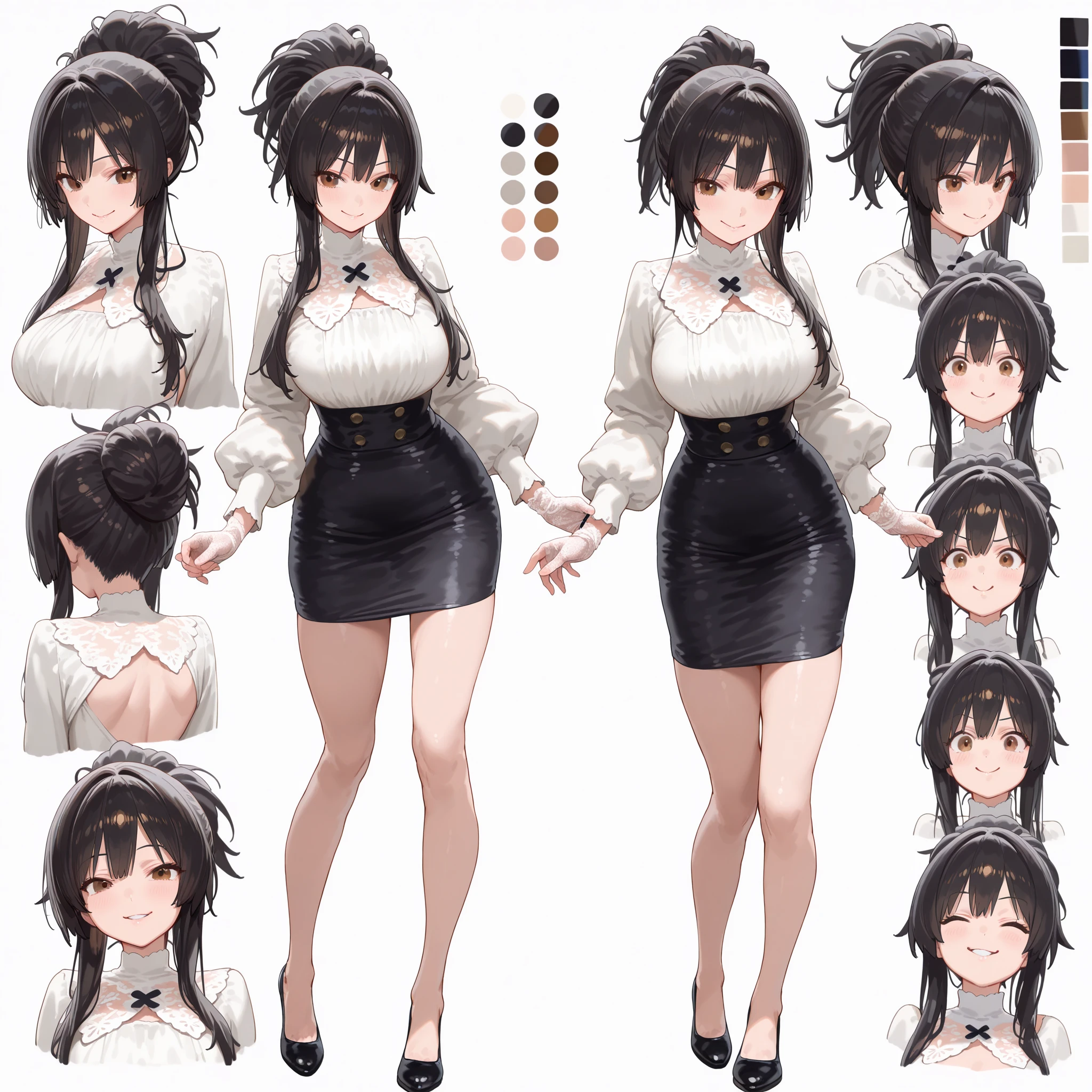 girl, solo, full body, from head to toe, sitting on the chair, (Huge_Breasts:1.3),

Character Design Sheet, character reference sheet, character turn around, character sheet, full body front and back, 
 
sushang, dress, twin tail hair, twin tail, brown hair, cleavage, short skirt, sexy pose, pose, sexy 