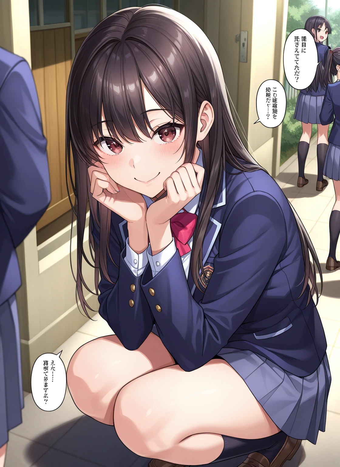 nsfw,(((masterpiece))), (((best quality))),((masterpiece:1.5)), (best high quality), (ultra high res), (ultra highly detailed), (8k:1.3),anime colored,perfect hands, perfect fingers, perfect legs,(cowboy shot,from front),(forehead:1.2),1woman,solo,idolmaster, ((arisu tachibana)),(14years, beautiful girl), (beautiful eyes),((((beautiful hair)))), (long straight hair),(((black plastics flame glasses))), (wet hair), (wet skin), ((Sweat)), ((vapor)), (flat chest,small breast), (expensive),((wariza)),(spread leg),(open pussy),(love juice:1.2),(many sweat:1.5),(pubic hair:1.3),(bottomless:1.5),(elementary school uniform:1.5),((open clothes:1.5)),(undressing)(wet clothes),(no bra,no panty),(open your mouth), ((a big smile)), ((out tongue)),(Nice touch), (one eye closed), (saliva),(nose blush),(bukkake:1.5),(cum on face,facial:1.3),(sex,cowgirl,pov),(happy),(multiple penises, surrounded, multiple boys),(class room,twilight),blurry background,motion lines,looking up at viewer,
