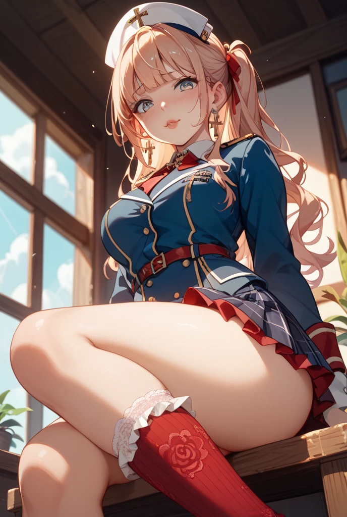 pecorine, pecorine, blue eyes, hair ornament, long hair, orange hair, tiara, braid, hair braid,
BREAK arm belt, armor, ascot, blue socks, boots, dress, gloves, hair ornament, open clothes, open dress, pauldrons, pleated skirt, puffy short sleeves, puffy sleeves, red ascot, red skirt, short sleeves, shoulder armor, single pauldron, skirt, socks, white dress, white footwear, white gloves,
BREAK looking at viewer, full body, (squatting:2.5, spreading legs:1.5, skirt lift:1.5, wet panties, pussy juice, kawaii, cute), 
BREAK indoor, love hotel bedroom, on bed, 
BREAK (masterpiece:1.2), best quality, high resolution, unity 8k wallpaper, (illustration:0.8), (beautiful detailed eyes:1.6), extremely detailed face, perfect lighting, extremely detailed CG, (perfect hands, perfect ???????),