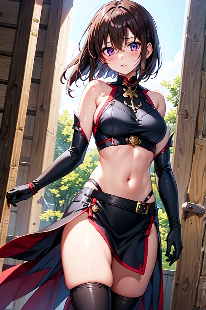 mature woman, 1 girl, solo, (masterpiece, best quality, very detailed), sharp focus, detailed face, face focus, focus on face, very detailed eyes, long black cyclamen hair, (cyclamen highlights: 1,3), braid, page bottom braid, cyclamen-red eyes, (sparkling eyes: 1,2), long eyelashes, (strong blush: 1,2), delicate makeup, ((black leather strap body-hugging femdom top and pants, straps, bare shoulders, cleavage)), Crusader earrings, ear piercing, cinematic lighting, edge lightning, shading, dynamic angle, sharp image, perfect quality, perfectly crafted background, beach, sunset, rolling sea,
