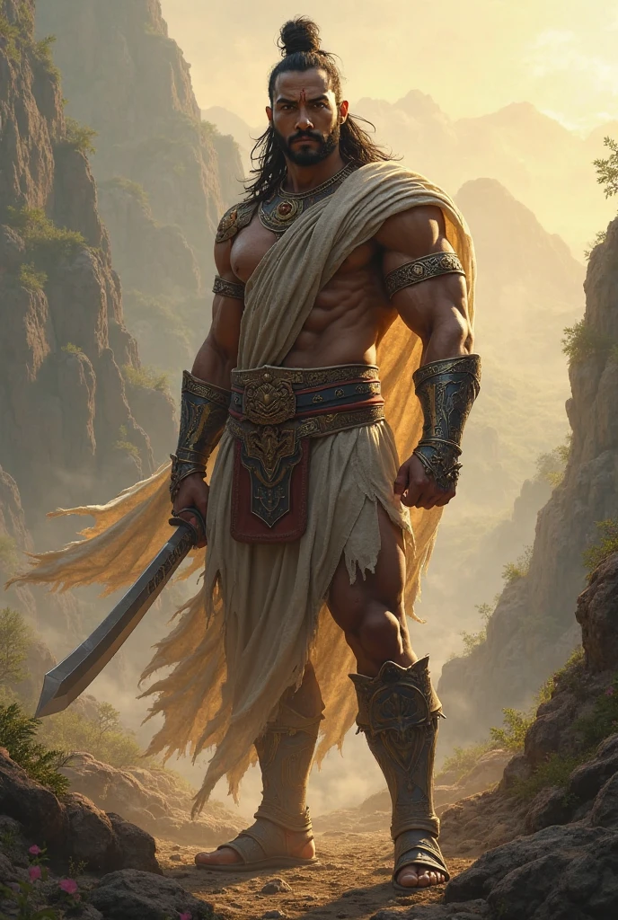 Ctie a male character with earth power using shield