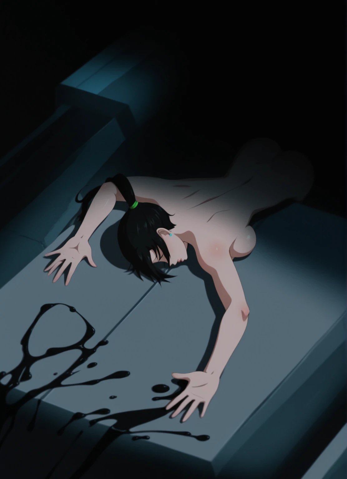Lavie, solo,(black hair:1.5),masterpiece, expensive quality, very_expensive_solve, big_file size, full color,(completely nude:1.2),pussy,niplles,(small breasts),,room,lying,(vaginal sex:1.3),
