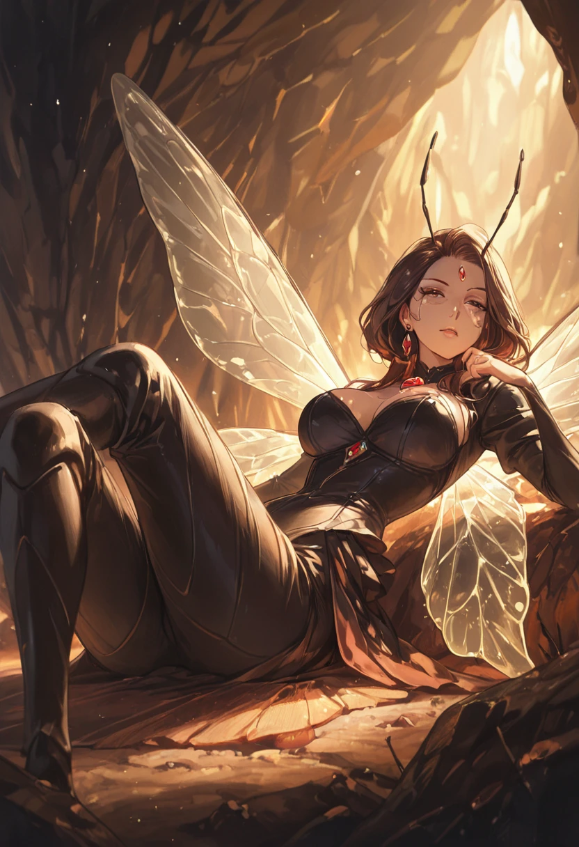 Conjoined mosquito girl, with three heads, six arms and eight legs