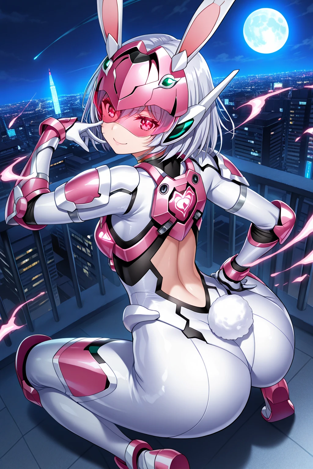 android girl(metallic skin, purple eyes, cyber joint, orgasm, open mouth, tongue out, cramping), brain jack, pink light, open the thighs, cable insert mouth,