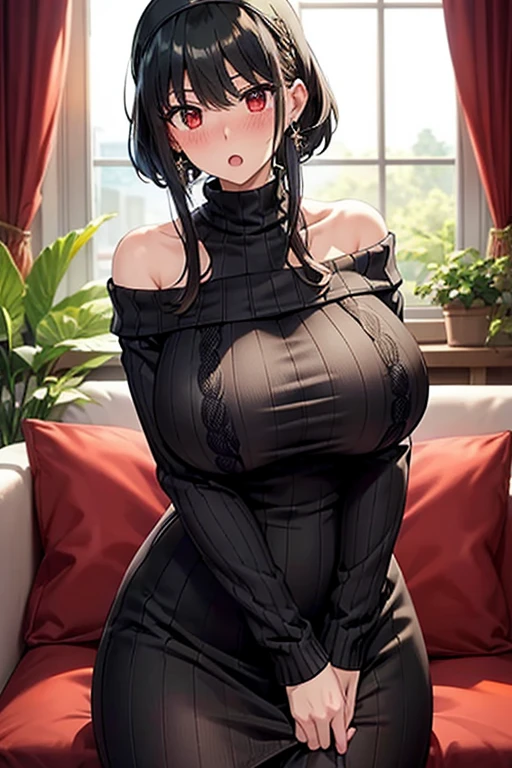 unparalleled masterpiece, ultra realistic 8k CG, perfect artwork, ((perfect female figure)), mature female, milf, narrow waist, looking at viewer, seductive posture, sexy pose, alluring, clean, beautiful face, pure face, pale skin, (((voluptuous))), (((large breasts))), exposed breasts, pressing breasts up against a window, ((shiny skin)), (((skindentation))), lace, lace trim, short lace-trimmed black skirt, delicate pattern, intricate detail, (rich:1.4), prestige, gorgeous, luxury, royal palace, jewelry, gem, gold, silver, diamond, glint, sapphire, ruby, emerald, pearl, amber, obsidian tifa lockhart, red eyes, (((black hair))), (((long hair))), (((sweating))), (((Perfect eyes)))