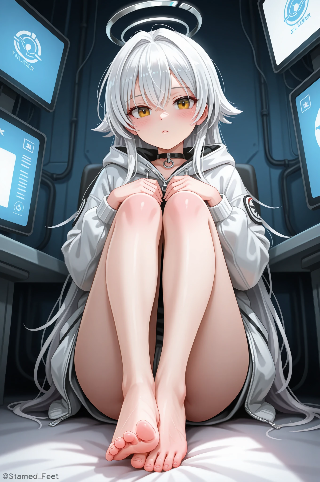 Spaceship，Girl without clothes，Has a penis，Masturbating，orgasm，，No underwear