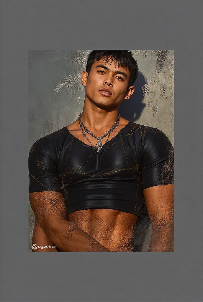 (8k, RAW Photos, Highest quality) masterpiece, 1 teenager, 18-year-old, Asian Muscular Man Watching the Viewer, Stand in front, Exposing his huge muscular chest, Puffy nipples, Sexy Six Pack, Tight waist, good looking, topless, Thick body hair, A man wearing thong underwear , Gradient Background, Shine & Sequin Backdrops , Cinema Lighting, Ultra-high resolution