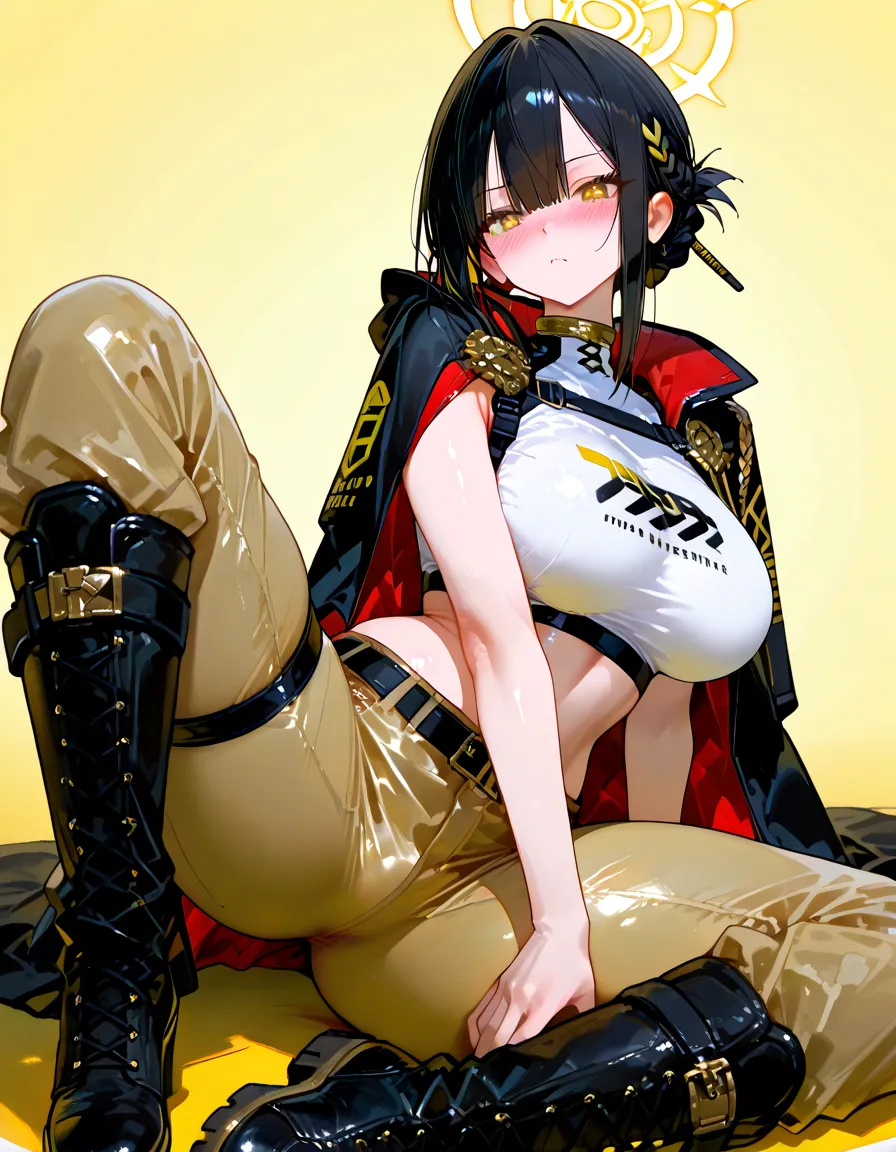 highest quality,1girl, black hair,pigtail hair,yellow eyes,(vaginal, sex,1 boy, penis),intensive orgasm face,coat,topless,full body,(trembling:1,)lying on the bed,missionary position,moving up and down,best quality,4k,8k,highres,highest quality,ultra-detailed,,HDR,UHD,studio lighting,ultra-fine painting,sharp focus,extreme detail description,professional,
