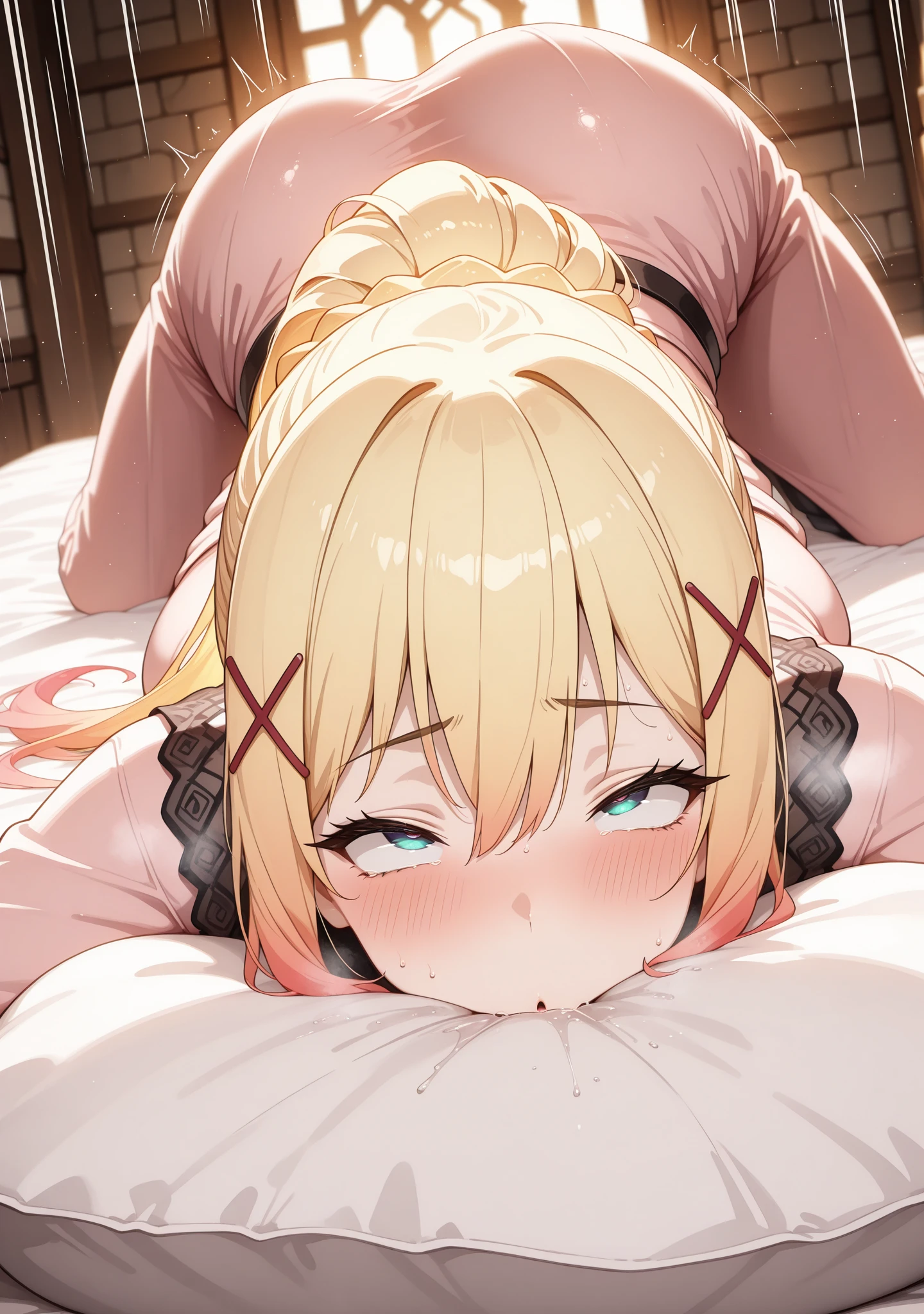 (best quality, 8K, 32k, masterpiece, uhd:1.2), 1girl,10 years old,White beige hair,gleaming skin,shiny skin,blunt bangs,white mini skirt,large blast,Crying face,Crying,cling, black smoke,beautiful detailed glow,sit,get drunk,bed,