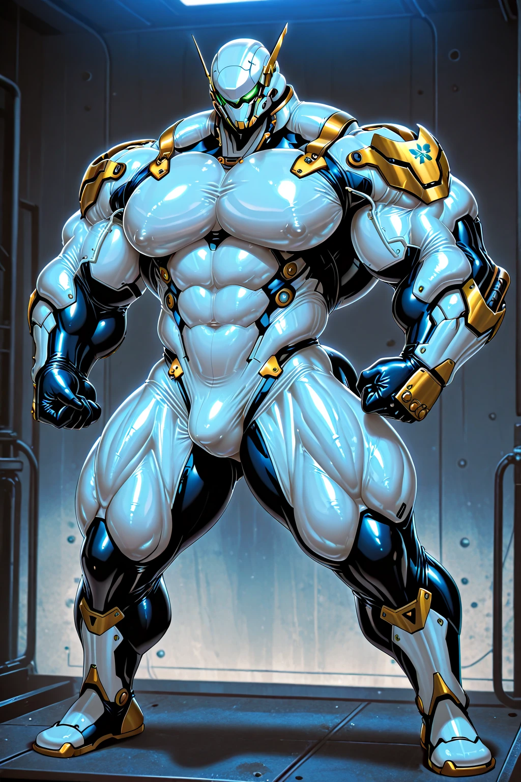 Mature male，Middle-aged orcs，werecreature，anthropomorphic wolf，Blue-gray body hair，police officers，Black police cap，Well-developed muscles，vast pecs，broad shoulder，Thick-breasted，Huge crotch bulge，Bare upper body，Unobstructed thigh toes，Indecent expressions，High- sharpness，High picture quality，Complicated details，the complex background，tmasterpiece，full bodyesbian，in a panoramic view，facing to audience，harness