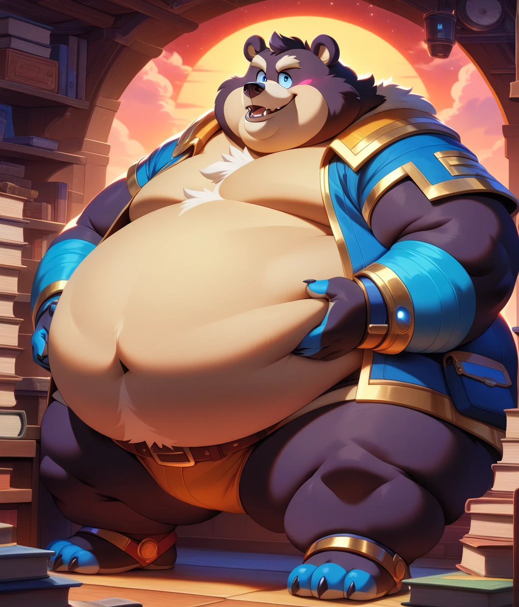 Epic Citizen Zootopia style, My hero zootopia Character, The Legend of Zelda Sumo adventures style, A poor villager, Real life, Anime serie, Anime character, Obese muscle Obese Sumo wrestler Werebeast ???, full body pic (obese, strong legs and arms) Sumo wrestler Werebeast ???. Obese muscle fat ??? (bulky, wide, broad shoulders), Citizen obese Werebeast ???, Solo, Male, Gorilla, (short hair, snout), messy fur, messy hair, fat, big fat, musclechub, horny, aroused, sweating, smirking, notched ear, by Bebebebebe, by Spikes, By Darkgem, by taran fiddler, by Chunie, standing, suspenders, work boots, full body, penis bulge, genital outline, looking at viewer, carpenter room background, wood working, rustic, flame lanterns, warm lighting
