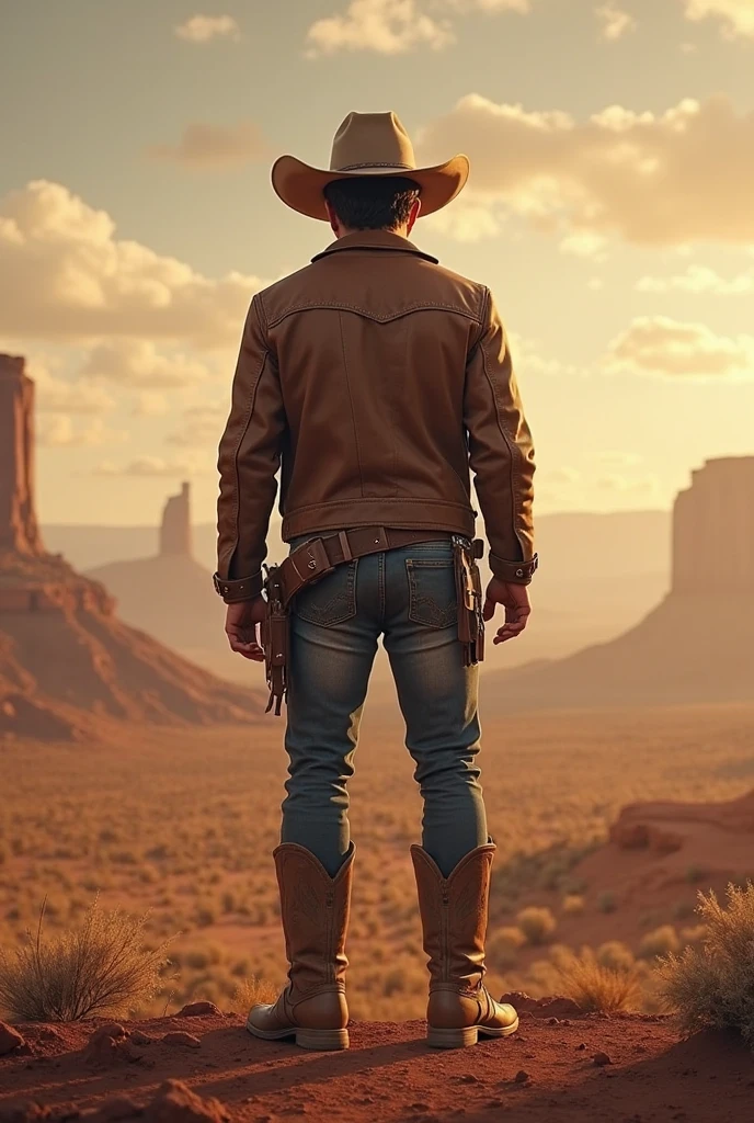 a lone cowboy on sunset, last stand, cinematic, depth of field