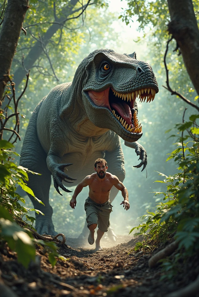 Draw a picture of a Tyrannosaurus holding its prey