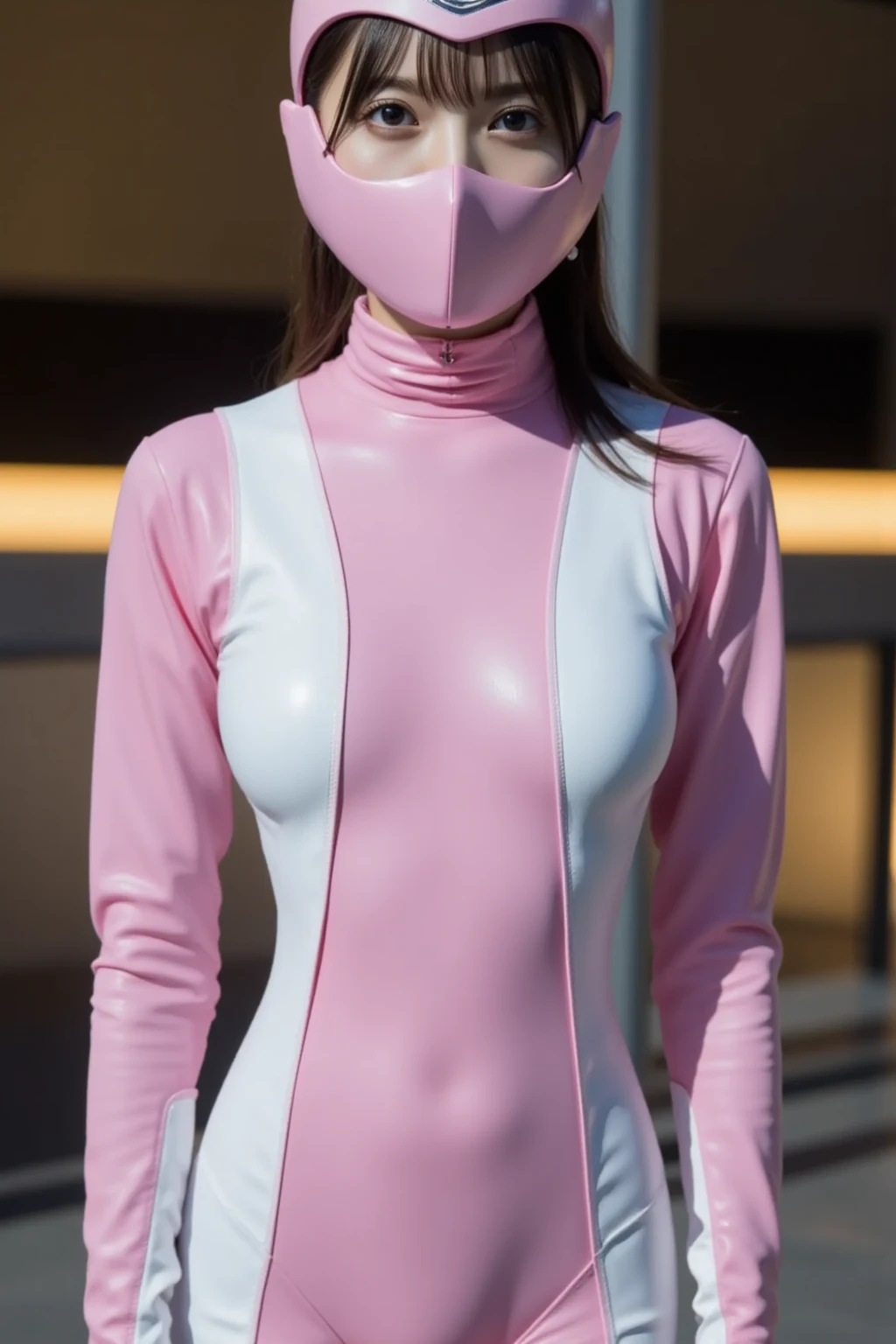 (8K、Ultra-high resolution、Highest quality、masterpiece、Realistic、Ultra-high resolution)、Power Ranger、pink、tight bondage bodysuit、nsfw, Big Breasts、Big Ass、Sexy Pose