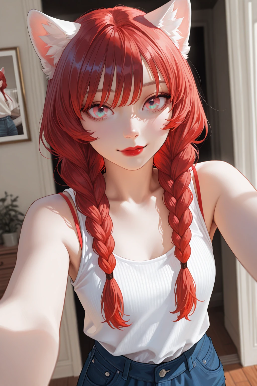 Cute sexy girl, Red hair, Bunny Girl,,Clean background,Surreal, Detailed lighting, Japanese Animation