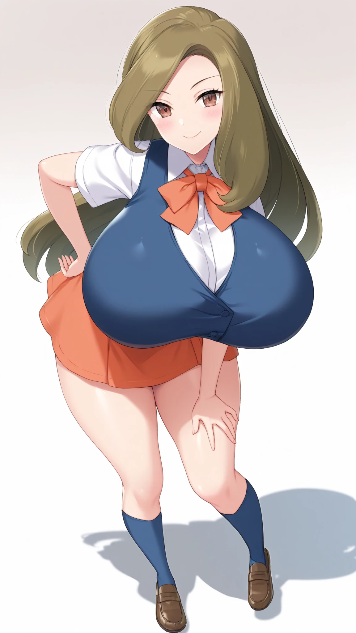 (masterpiece, Highest quality:1.2), One girl, One strong monster cock man, by 2 person, Casual wear, Private Server, Long Hair, Long twin tails, Both sides up, Sweat, hot, Hot body, Heavy breathing, hot視線, 白い生地の布はSweatで濡れて透けている,
enormous breasts, (((Very large and saggy breasts))), Her nipples were so hard and erect that they were visible through her clothes and underwear, and her vagina was wet and open., (((The underwear is a blue and white striped bikini that looks like a micro bikini., Absolutely no panties or shorts are worn or removed, I don&#39;t wear pants or hot pants.))), (((She spreads her legs wide open to reveal her wet vaginal opening and labia majora, boldly spreading them wide with the fingers of both hands., When I rub the clitoris and open the vaginal hole with my fingers, love juice and cream spurt out.))),  A mouth showing white front teeth and a mouth laughing out loud, How to talk to someone, In the room, Nana&#39;s Bedroom, 
A secret room specially prepared for sexual satisfaction within the station building, The shelves with doors are々There are a variety of adult goods on display, including dildos and aphrodisiac lotions.,
(((Erect nipples visible through clothing or underwear))), The underwear is a micro bikini design, which is a bra with little fabric, and is worn as blue and white striped bikini pattern underwear., (((Striped bikini panties are either off or not worn))),She is wearing a pleated white miniskirt, Open shirt, Her clothes are only open from her lower breasts to her cleavage.. 
Heavy breathingで擦り寄ってくる, A tissue box and a pile of condoms are on a nearby desk.,
She has already had a huge amount of semen bukkake on her head, face, mouth, breasts and whole body.,
From before, From below, She sits on the desk and spreads her legs wide, and has intense piston movements and a huge  with her long and thick monster cock in a mating press sex session.,
She lifts her skirt with one hand to show her underwear, blushes, and looks at the viewers with a dazed look.,  
break indoors, break anal sex, monster cock anal sex, break (masterpiece:1.2), Highest quality, High resolution, unity 8k wallpaper, (figure:0.9), (Beautiful attention to detail:1.6), Highly detailed face, Perfect lighting, Highly detailed CG, (Perfect hands, Perfect Anatomy), 