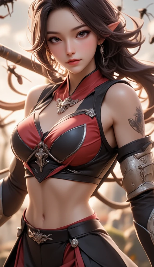 8k,Black light、Real Art、Slim and muscular macho manな女性、Super Beauty(Like the real thing)、Super strong muscles,Iris、Ultra high definition、One mature woman、Light brown mohawk、Mature Demon Slayer: Kimetsu no Yaiba: Kimetsu no Yaiba、anger,Sharp Eyes,非常にVery large breasts、Glowing Iris、Slim and muscular macho man、Lean and muscular lower body、Gorgeous Red Large Chest Chest Armor、Luxury black and red pants、Gorgeous red shoulder pads,Detailed light、Dynamic Angle、Depth of written boundary、(((((())))、Show me your fangs、(Super A)High resolution、Best image quality)、(8k、RAW Photos、Best image quality、masterpiece)、sense of technology、Best image quality、masterpiece、Awareness-raising、CG、Sense of unity、wallpaper、Official Art,Very delicate and beautiful、Attention to detail、Attention to detail、Clear focus、Rich background、(Real People、image)、((High resolutionの肌))、A large flame burning red from the body(Tone flame effect)(There are many big flames)Fantasy art、Shoulder muscles abdominal muscles、Arm Muscles,Ultra-Realistic Skin、Combat pose,Look at the viewers,Big Energy,Japanese,Dynamic action poses,Very large breasts,Super-sixed abs,