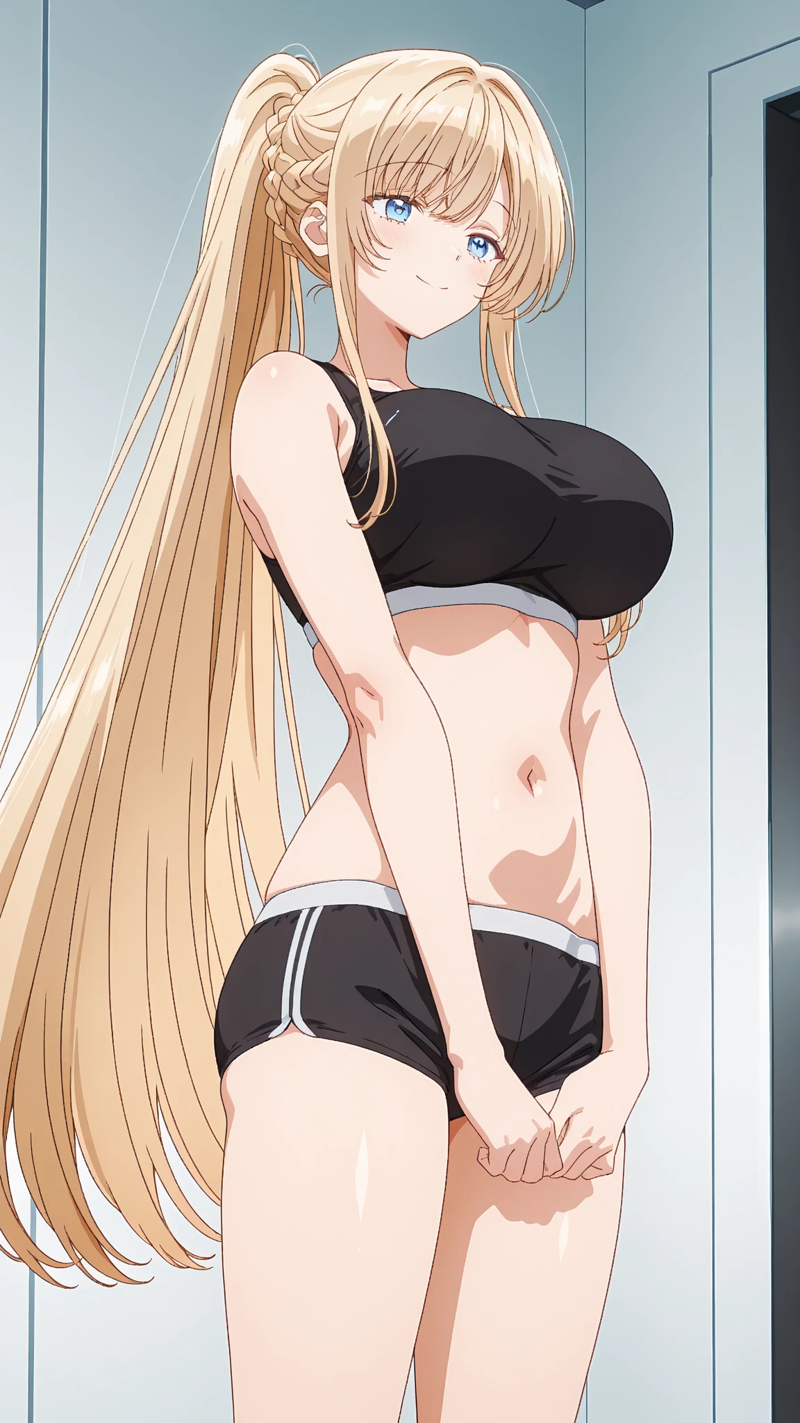 YukiTsukumo, blonde, long hair, female focus, solo,  blonde hair, red eyes, Yuki_Tsukumo, YukiTsukumo, YukiTsukumo, 1girl, solo, long hair, red eyes, blonde hair,  👙 like anime full body meaty legs just black bikini big full body show leg fingers 