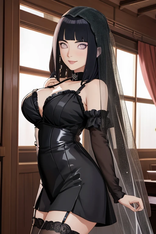 Mai Sakurajima, black hair accessory in the shape of a rabbit, Playboy bunny costume, in a hotel room, pose with one hand on the waist, medium breasts, serious look