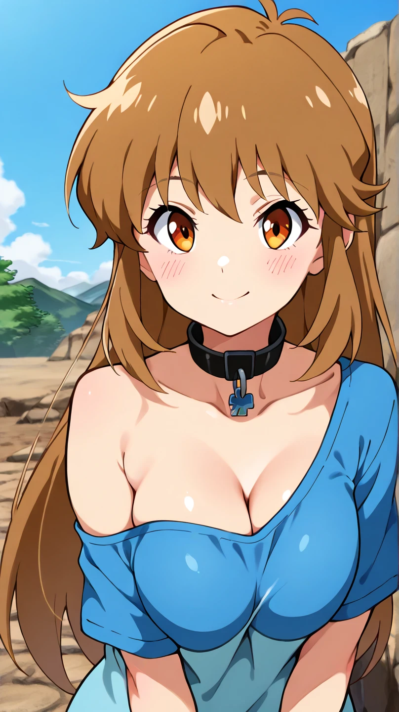 masterpiece, (((best quality))), anime art style, ((NANA)), ((light brown hair)), ((a short side ponytail)), (blue eyes), (((large breasts))), (((blue bikini))), playing on the beach, navel uncovered, chest in sight, legs in the sand, (((full body sensual))), sensual body curves