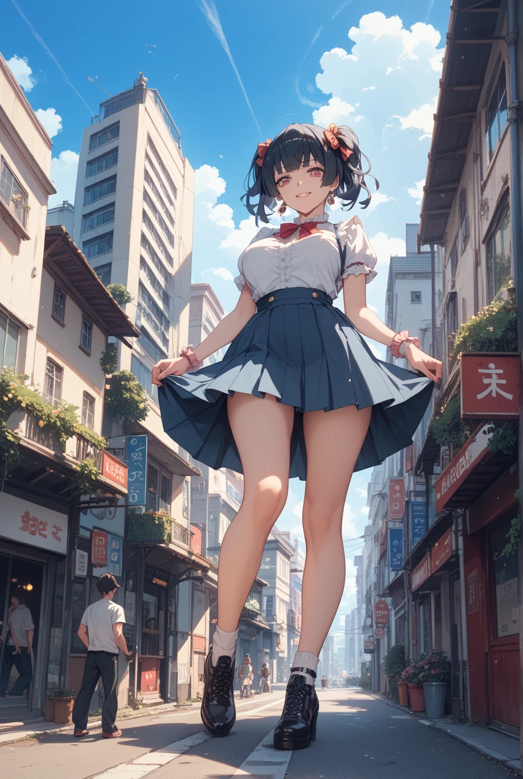 ((top-quality)), ((​masterpiece)), Pitch Resuit、Colossal tits:1.4、Adult Woman、Puffy nipple、Idol、Sobbing tears、((Embarrassed face)) see -through、knee high、(Skirt that flips up)、(lift up one's skirt)、(Fully exposed panties)、(Large crowds、In the street、Attention、Lift Mini Skirt、 Mini Skirt One Piece Dress , Wet clothes 、watermarked, (shiny skins, perspired:1.4),、 Large crowds, (Random haircolor)、Shorthair、 ,Sharp pupils,、A slender、(thick thight)、A smile、 Extremely detailed