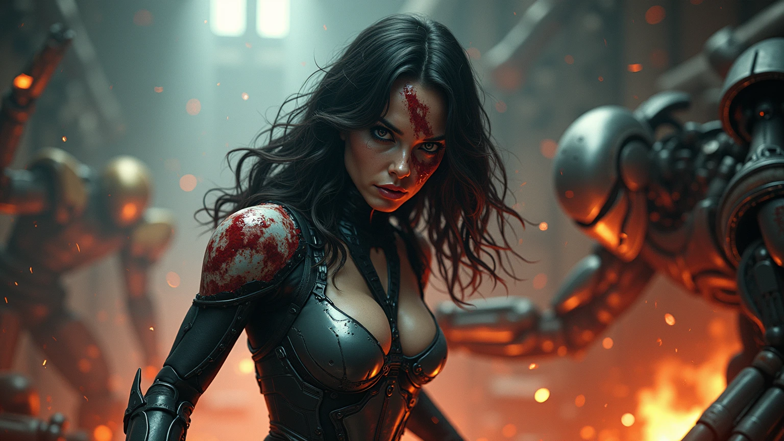Submissive girl, flat breasts, (horror style), looks depressing, high quality, ultra-detailed, crazy details, 4K, inferno