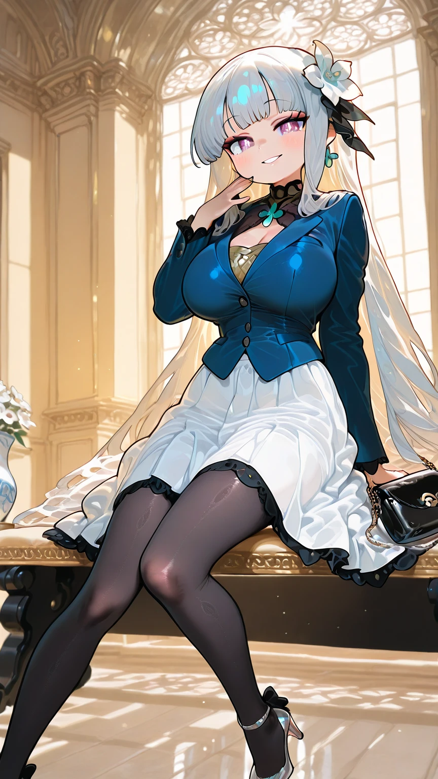 Frederick the Great (Azure Lane:0.5), Breast sagging, Uniform, whole body, (Permanent), Indoors, outdoor, Model shooting style, masterpiece, detailed, high quality, sharp focus, Dramatic, realistic painting art, posture, Express, leg, (extremely detailed CG unity 8k wallpaper), Professional Majestic Oil Paintings by Ed Blinkey,