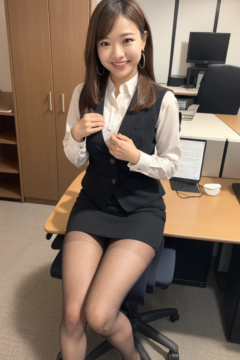 (8K, RAW Photos, Highest quality, masterpiece:1.2), Super detailed, Ultra-high resolution, (Realistic, Photorealistic:1.37), High-definition RAW color photos, Professional photos, Very delicate and beautiful, Very detailed, 8K壁紙, (Beautiful and detailed eyes)、(Beautifully detailed face),Anatomically correct body shape, Natural Light,(full body shot:1.22), woman、（One person:1.1),Japanese、20-year-old, Blonde、Long Hair、 (A shy smile:1.3), moving her center of gravity back, Quite embarrassing, White panties, (Showing panties:1.4),Tight Skirt, (Under the skirt:1.3), (Put your heels on the ground, Spread your legs, Raise your knees,Put your butt on the ground:1.1),Fine and beautiful skin、Skin Texture、 (Slim waist:1.2)、(E cup bust:1.21), (flight attendant suit and skirt,:1.25), Sharp focus、The background is a realistic airport、(from the front, From below:1.2)