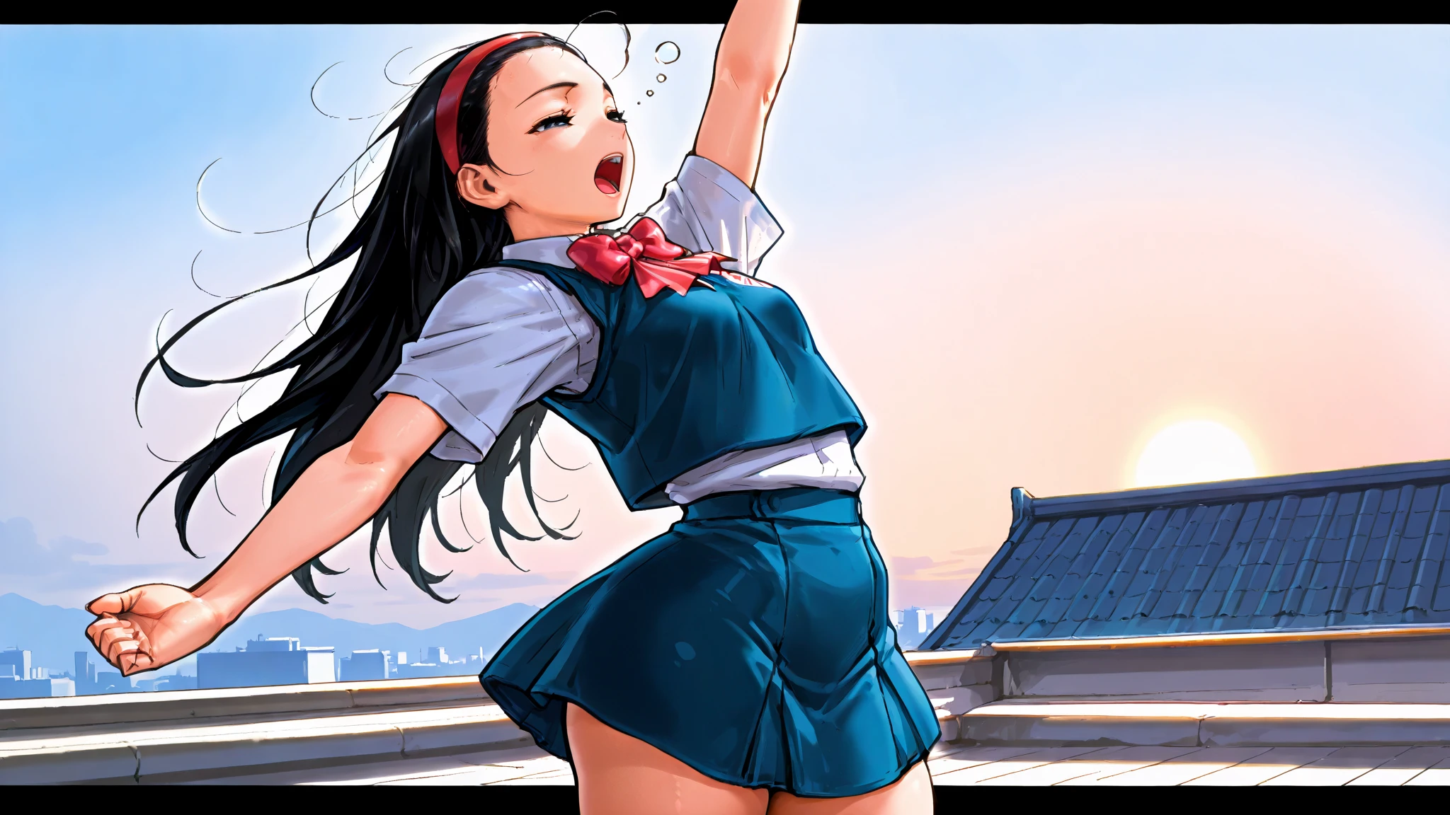 Solo girl, one girl , kawaii, pigtails, brown hair, knee socks, grinning, playful, innocent and pure, adorable girl, lewd, stripe panties, no clothes, backpack, hair bow, panties, , 2000’s anime style ( body) (very thin) (no curves) manga