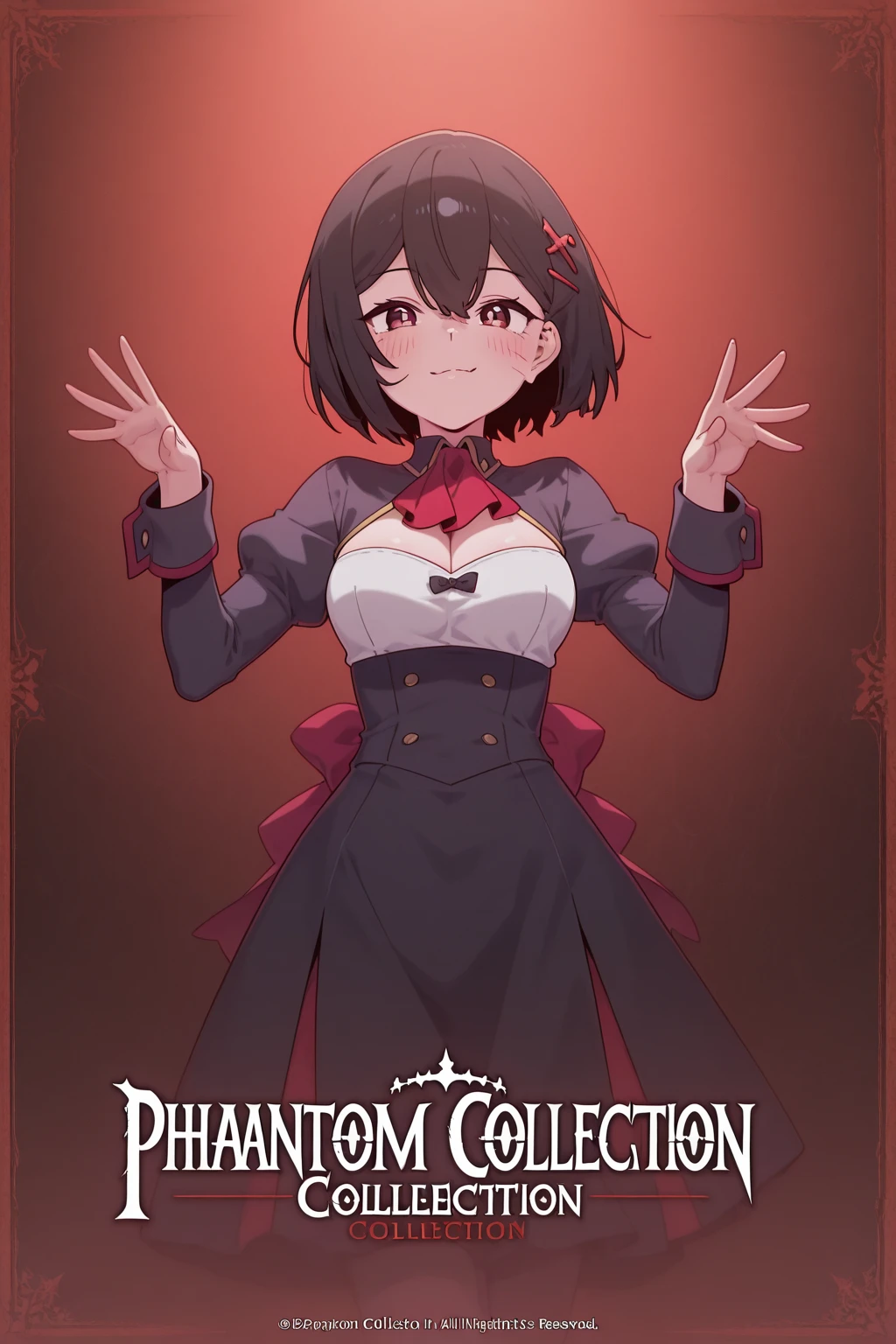 masterpiece, Great style, whole body, One girl, bangs, Black choker, Black tie, Blonde, Blue skirt, blush, bracelet, Beautiful breasts, choker, waist dress, clavicle, Collared shirt, Denim Photos, Dress shirt, Ear Earringss, Eyebrows visible through hair, Gradient Hair, Grin, Improve, jewelry, Kogal, Long Hair, Looking at the audience, Loose tie, tie, Earrings, Plaid skirt, Plaid skirt, Pleated skirt, Red eyes, ring, , shirt, skirt, smile, alone, 白のshirt, street, null, cherry blossoms, petal, figure, (magazine: 1.3), (cover style: 1.3), fashion, woman, Vibrant, clothing, Pause, front, colorful, dynamic, background, element, have confidence, Expressive, all, statement, Attachments, Majestic, Coiled, The surrounding area, touch, scene, article, cover, bold, Eye-catching, title, fashion, font, Catchy, title, Greater than, Eye-catching, Modern, stylish, Concentrated, stylish, Black Stockings