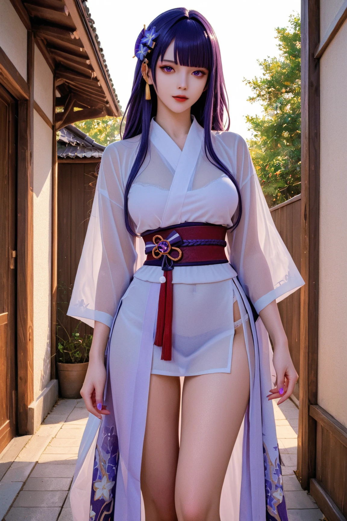 (masterpiece), best quality, expressive eyes, perfect face, Benisato, kunoichi, snakes tattooed, She is a tall and matured woman with a slender curvaceous build with long legs and arms, Although a ninja herself, Benisato has the appearance of a beautiful and seductive geisha, She has porcelain skin and long dark hair tied back in a coif with a hairpin and traditional comb, Benisato is covered in serpent tattoos that come alive when she uses her powers and will usually appear naked during a battle to throw off her male victims, She wears traditional Japanese geisha robes, full body, pants, long sleeves, vest, sandals, kimono, Hongli