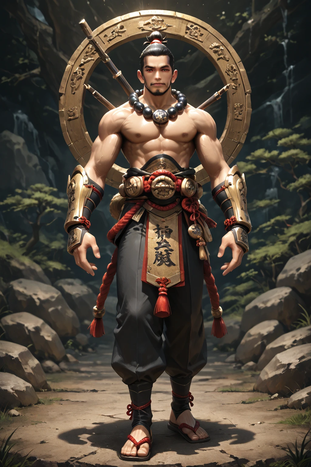 1 man, muscular, furry, gay, young, 20 years old, sexy, chinese traditional sexy dress, hole in his chest, big chest, plump big juicy butt, teasing, flexing his chest, holding a red fan, tattoo, sexy pose, red carpet, Chinese architecture, blushing hard, smiling, surrounded by handsome old men, beautiful, man only, hd resolution, detailed face, slim body, furry shawl over the shoulders down to the hands, traditional chinese earrings.