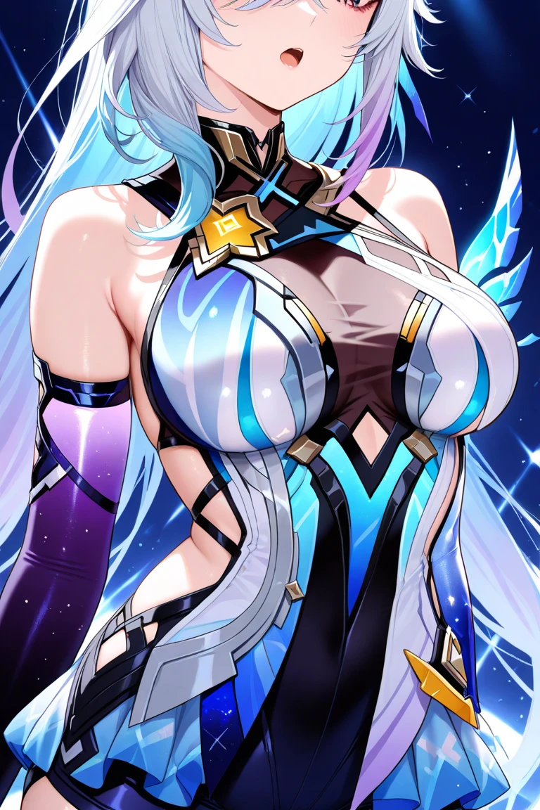 masterpiece, best quality,
lllm, 1girl, solo, long hair, bangs, large breasts, hair ornament, dress, long hair, purple eyes, ponytail, purple hair, pink eyes, white dress, from side, official alternate costume, monster girl, barefoot, jewelry, bracelet, floating, shawl, anklet, heterochromia, navel, clothing cutout, feet out of frame, tassel, floating, holding polearm, hair bun, seductive smile, <lora:lllm:1>