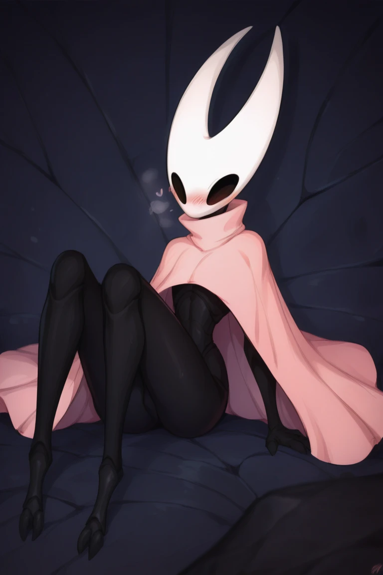 hornet, cute, chibi, no feet, furry female, anthro, needle weapon, thread, doggystyle, solo, (best quality), (detailed dark cave background:1.2), looking at viewer, spreading legs, flat colors, nsfw, massive boobs, wet pussy, big ass, semen
