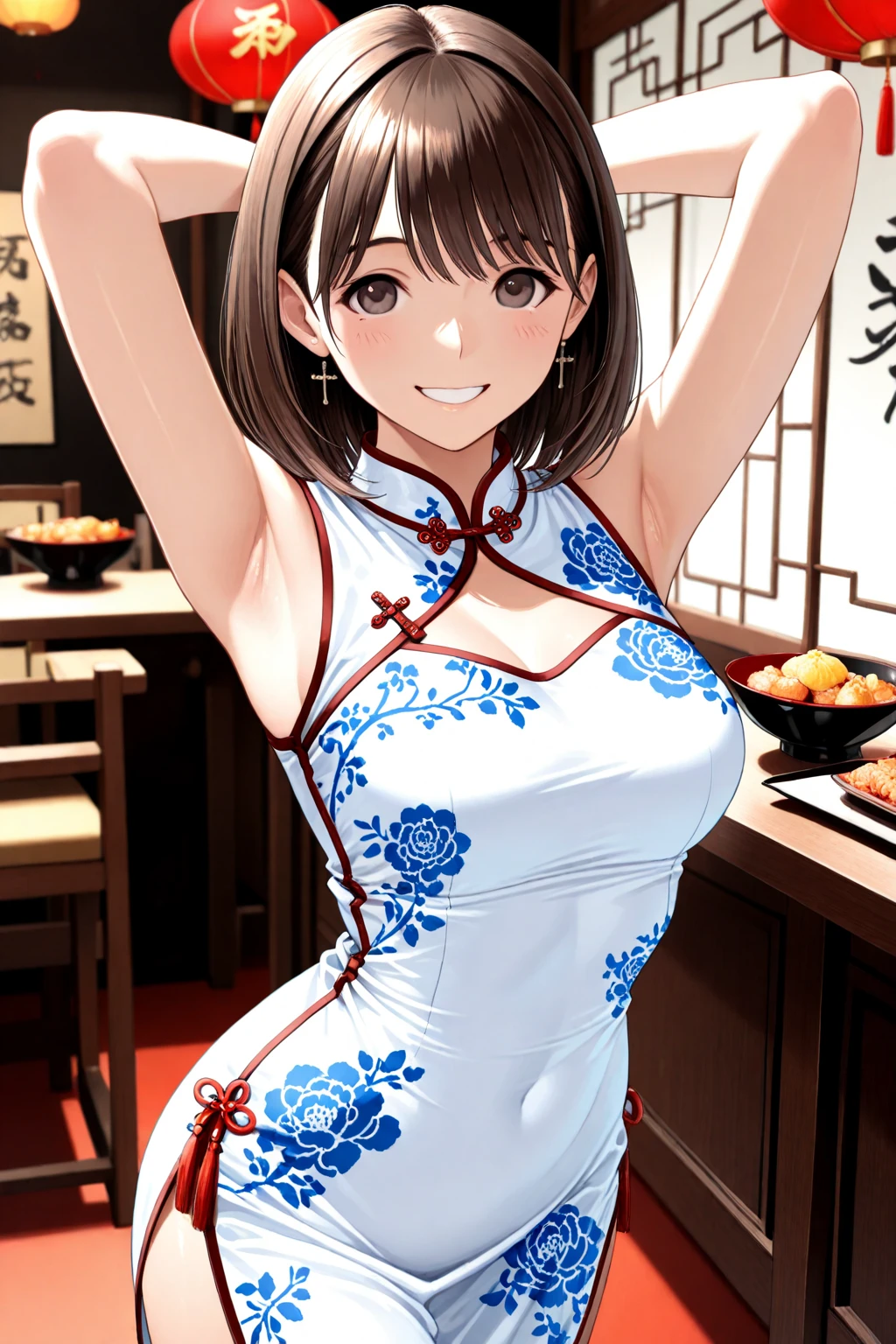 Highest quality, masterpiece, Ultra High resolution, One mature woman, One mature woman, (Highest quality, High resolution, 4K, Detailed lighting, Shaders, Perfect Anatomy, Perfect proportions), In the eye of the beholder, (masterpiece, Highest quality) (Highest quality, 4K, 8K, High resolution, masterpiece: 1.2), Very detailedな, (Genuine, Genuineistic, Genuineism: 1.37), (masterpiece: 1.3, Highest quality, Ultra High resolution, Super detailed), (Highest quality: 1.2), Perfect Eyes, Perfect Face, Perfect lighting, (Highest quality, 4K, 8K, High resolution, masterpiece: 1.2), Very detailedな, (Highest quality, 4K, 8K, High resolution, masterpiece: 1.5), Very detailedな, , masterpiece, Highest quality, Super detailed, Highest quality, High resolution, 32K CG, Very delicate and beautiful, figure, High resolution, Sharp focus, Front lighting, shine, One Girl, alone, smile, very beautiful and detailed anime face, ((masterpiece)), ((Highest quality)), (Super detailed), ((cute)), cute, ((Very detailed)), 4K, (8K), Highest quality, (masterpiece, Highest quality, ultra High resolution), Japanese women, (((A very beautiful 25 year old woman))), Staring at the photographer, ((Beautiful low ponytail)), very cute face, Glossy Lips, Double eyelids on both eyes, Natural smile, Natural Makeup, Long eyelashes, Shiny and smooth hair, Center image, Perfect limbs, Perfect Anatomy, (((Shiny little cheongsam))), (((exposed Juicy ass))), (((look back)), ((Juicy ass)),(((Small Ass))),((Thin thighs)),(((Black pantyhose))),from behind,dutch angle,from below,