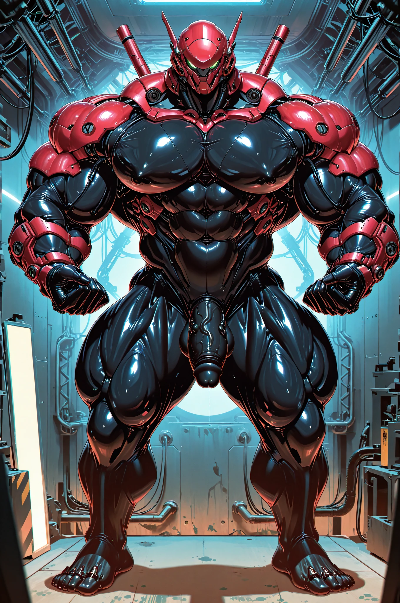 (beautiful girl face:1.45), megan fox as a vampiric muscular red carnage, (mouth wide open with tongue out:1.25), (red carnage anatomic muscular bio-mecha muscle suit:1.25), (body totally covered in muscles, veins, tendons), (perfect muscular anatomy), (fake large breasts:1.25)