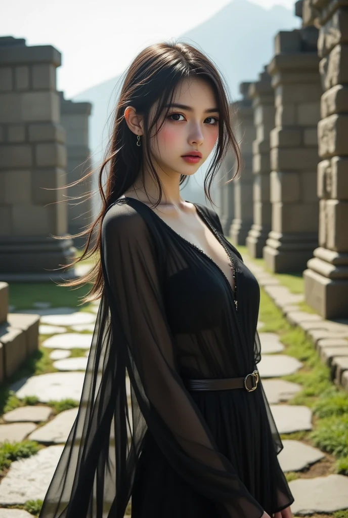 **prompt**:
**Characteristics of Japanese beautiful girls**:
The image shows、Beautiful Japanese girls are depicted。She has long black hair、Her hair swaying in the wind creates a mysterious atmosphere.。Her expression was serious and、The eyes gazing into the distance are impressive.。
**Background features**:
The background is a fantastic space like a night sky with countless stars and sparkling light particles.。The particles of light are scattered、It creates the illusion of being in outer space.。Beautiful reflection and diffusion of light、The overall effect is a fantastical and mysterious atmosphere.。
**Thin fabric clothing**:
She is wearing a black vinyl bodysuit.。The costume fits snugly to the body、It reflects light and gives off a lustrous shine.。The details of the costumes are depicted realistically.、Texture and shine are emphasized。
**Posing**:
Her pose is full of confidence.、Standing and looking up。One hand is lowered slightly、The other hand is slightly bent、It's a dynamic pose。With hair swaying in the wind、It has the effect of making you feel the movement even though it is a still image.。
**Photographic Techniques**:
The image is displayed vertically.、Her whole body is captured in the frame.。The use of light is clever、The light particles in the background and the reflections on the costume are in perfect harmony.。especially、Using light reflections to highlight the texture of her outfit、Increases reality。Also、With background bokeh effect、She is portrayed as a distinctive。
このpromptを基に、Create ultra-realistic photo-realistic images。