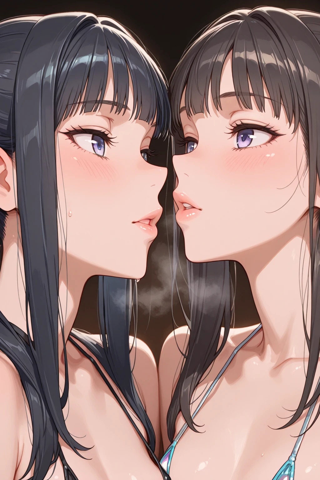 realisticlying、2 girls、selfee、Nipple bare skin Both breasts are close to each other、Keep it close to your body、Looking Up、A sexy、dripping saliva from the mouth