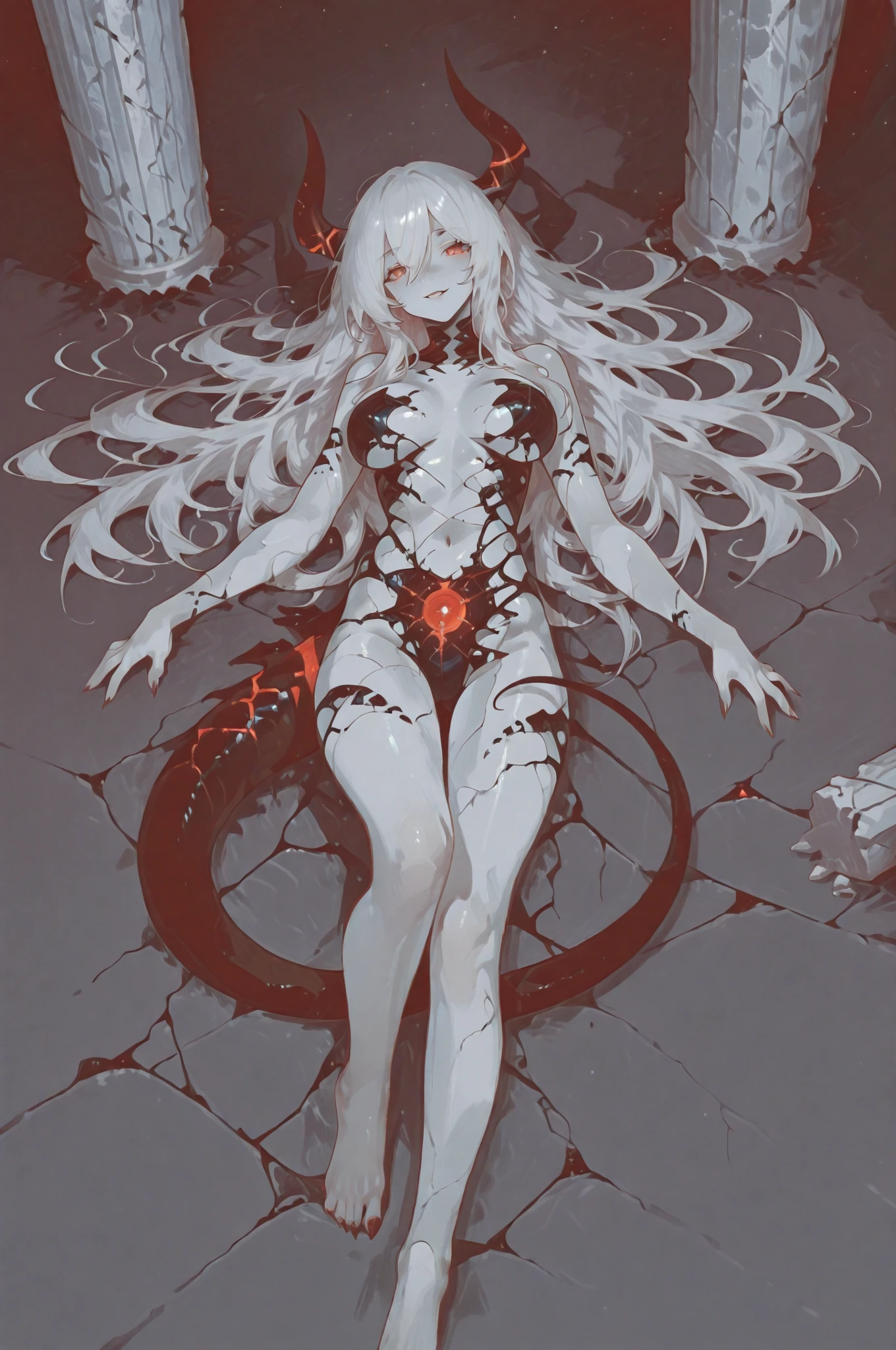 ((True best masterpiece, Ultimately perfect quality, Extremely delicate details)), ((Grotesque expression)), A skinny nude girl with flat-bust is parasitic. Parasites are parasitic her. Chrysalises are writhing inside her body, Scratched body, Teared skin, Bloody wounds, Decayed limbs, Parasites, Parasitic, Infection, Infest, Surrender, Larva, Maggot, Fleshy, Grotesque