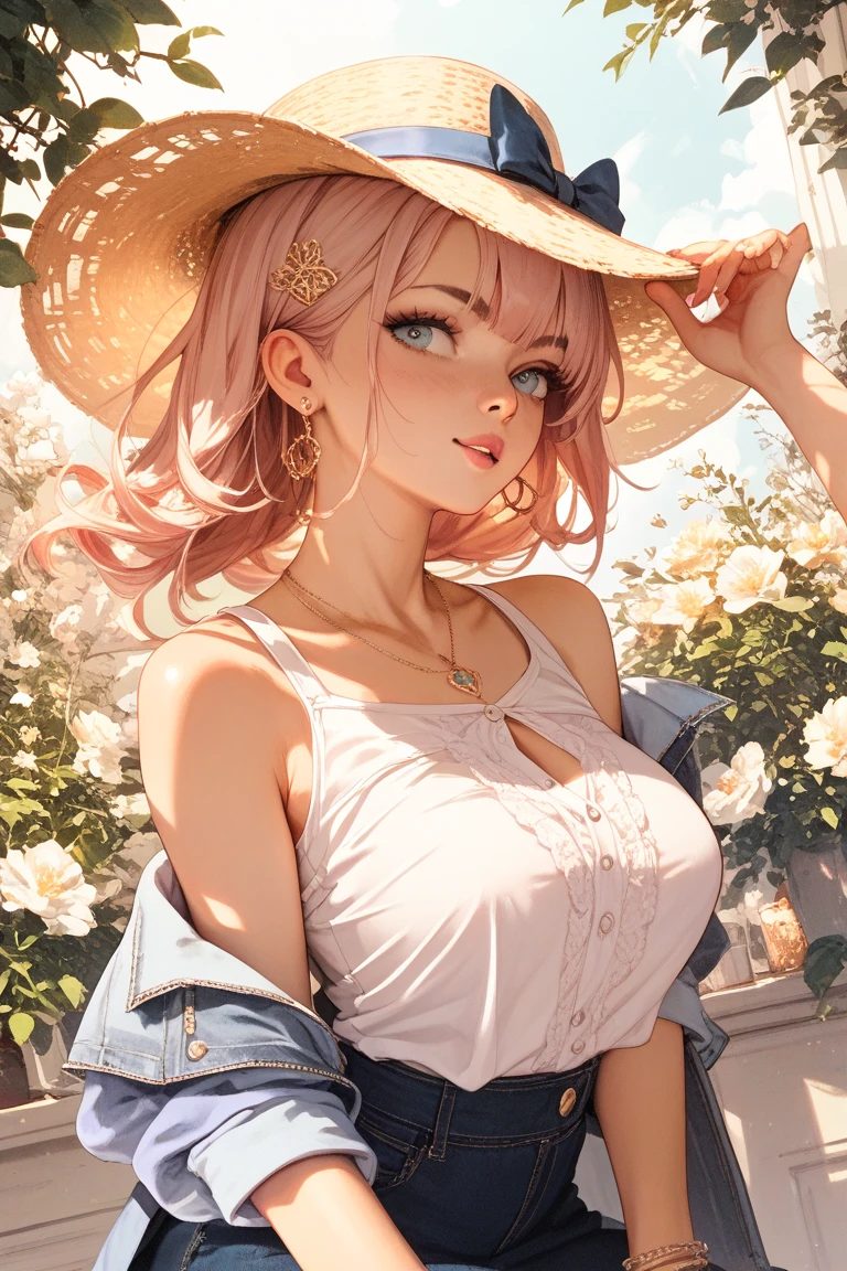(masterpiece, Highest quality:1.3), (Super detailed:1.2), (hyperRealistic:1.3), (RAW Photos:1.2), High-definition RAW color photos, Professional photos, (PhotoRealistic:1.4), (Realistic:1.4), (Pink Hair:1.5), Professional Lighting, Perfect Anatomy, (Big Breasts:1.2), (blush, Detailed face), (Bright smile:1.5), Trending Hair&Trending Hairカラーをランダムに, Earrings, necklace, bracelet, Sexy, erotic Sexy, Random sexy gravure poses, (Sexy beauty in an orange dress、Sunny sky background、Bright smile、Running pose in the grassland、Exposing shoulders:1.3)