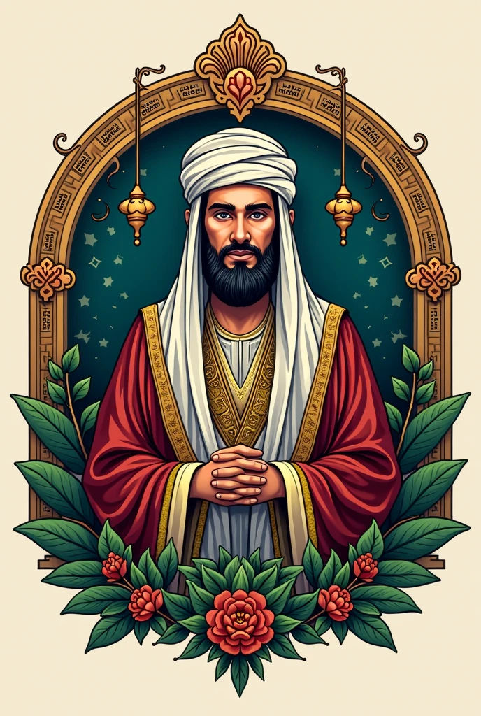 man in arabian folk outfit, vector graphics, strong contours