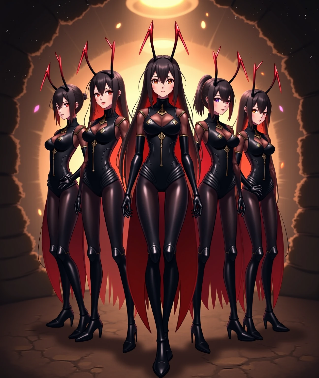 ((Masterpiece, Highest quality)), Detailed face, CharacterDesignSheetfull body, perfectly proportions, full of details, Multiple poses and expressions, Highly detailed, monster girl, insect girl, fly girl, A beautiful orange-dark-black-volcanic-stone-skinned lava fly girl, ((six arms)), (glowing pale yellow eyes), bright yellow eyes, dark and gloomy coal caves