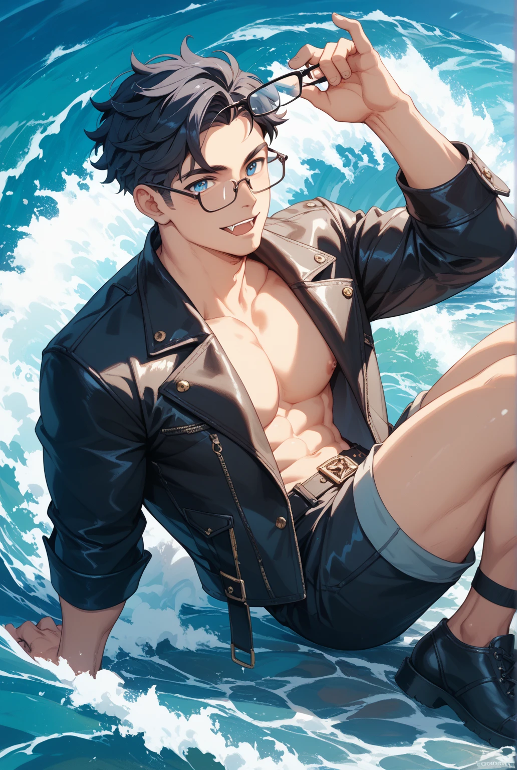 handsome 1boy that looks like a shark