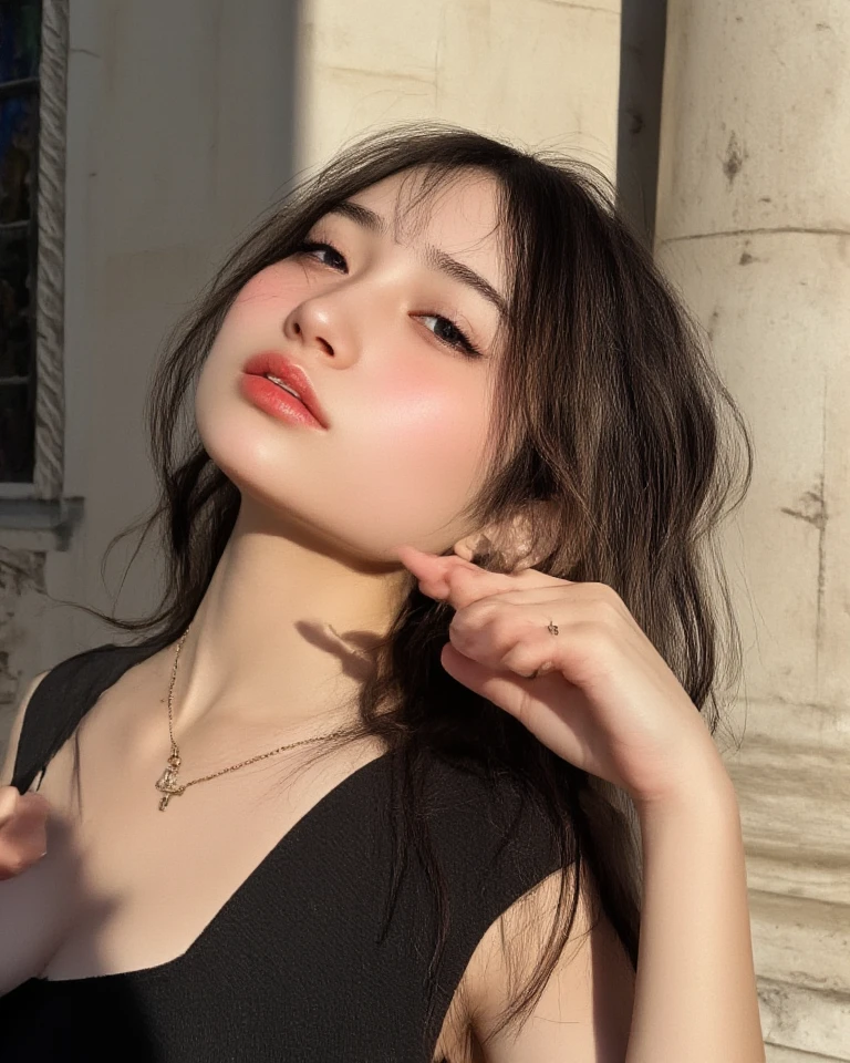 arafed woman in a black dress posing in front of a busturizer, heonhwa choe, iu lee ji-eun as a super villain, korean artist, lee ji-eun, lee ji - eun, jiyun chae, iu, seseon yoon, bust, jinyoung shin, jaeyeon nam, beautiful south korean woman