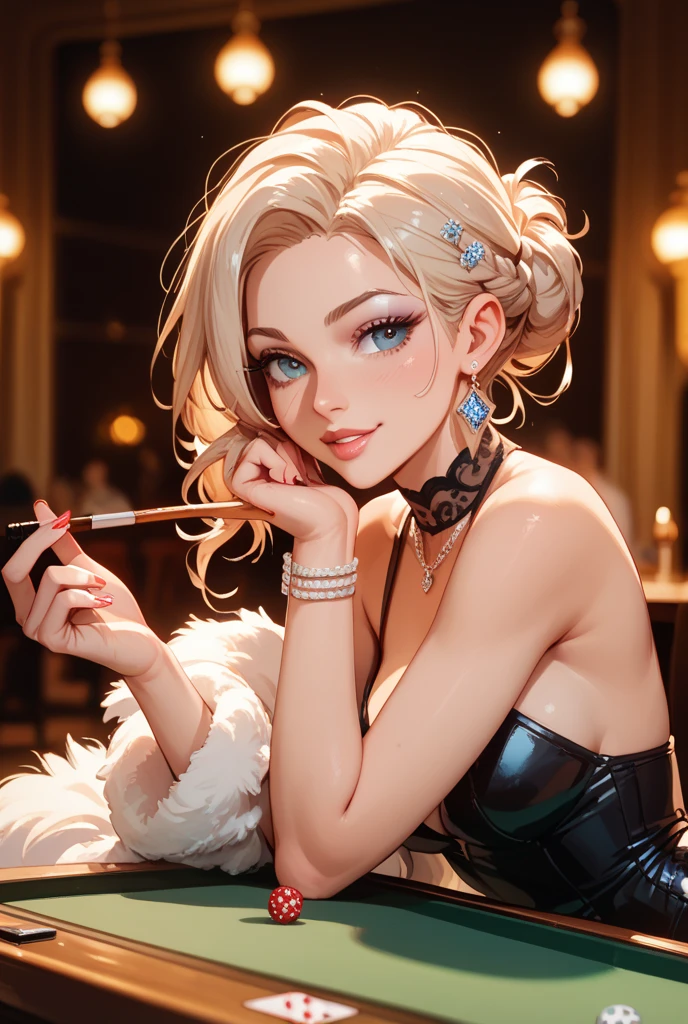 Full body, gray hair, (Dragoon: 1.2), Brantovan, masterpiece, best quality, official art, very elaborate CG Unity 8K wallpaper, for girls, ultra high resolution, (photorealistic: 1.4), golden hour lighting, sweater dress, (upper body), (platinum shorthair: 0.8), (puffy eyes), looking at the viewer, frontal, smile, medium breasts, gentle smile, Shirt lift, gloves, short hair