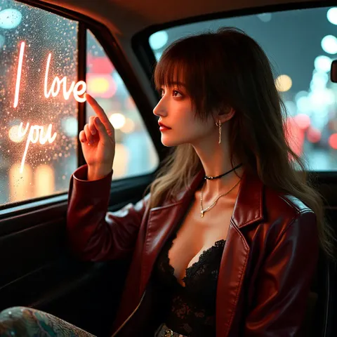 Declaración de amor escrita en la ventana del coche