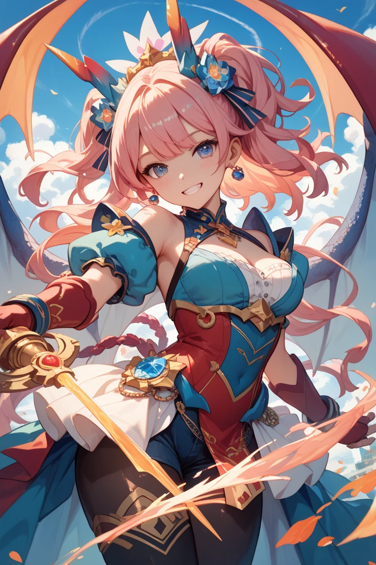 "(masterpiece:1.1), best quality, 
1girl, (80s anime style:1.3), (eyelashes:1.5), (loli:1.2), 
(intricate high detailed body:1.2), 
(pink hair:1.1), (forehead, parted bangs, hairclip:1.1), (long hair:1.1), (holy hat:1.2), 
green eyes, (thick eyebrows:1.1), 
(gigantic breasts:1.3), 
(expressionless:1.2), open mouth, 
(silver embroidery bikini armor:1.2), 
(knight armor, armored boots:1.2), (hoop earrings:1.1), necklace, 
standing, peace sign, 
(upper body, cowboy shot, looking at viewer, from front:1.1),
(daytime, grassland, outdoors:1.1)"