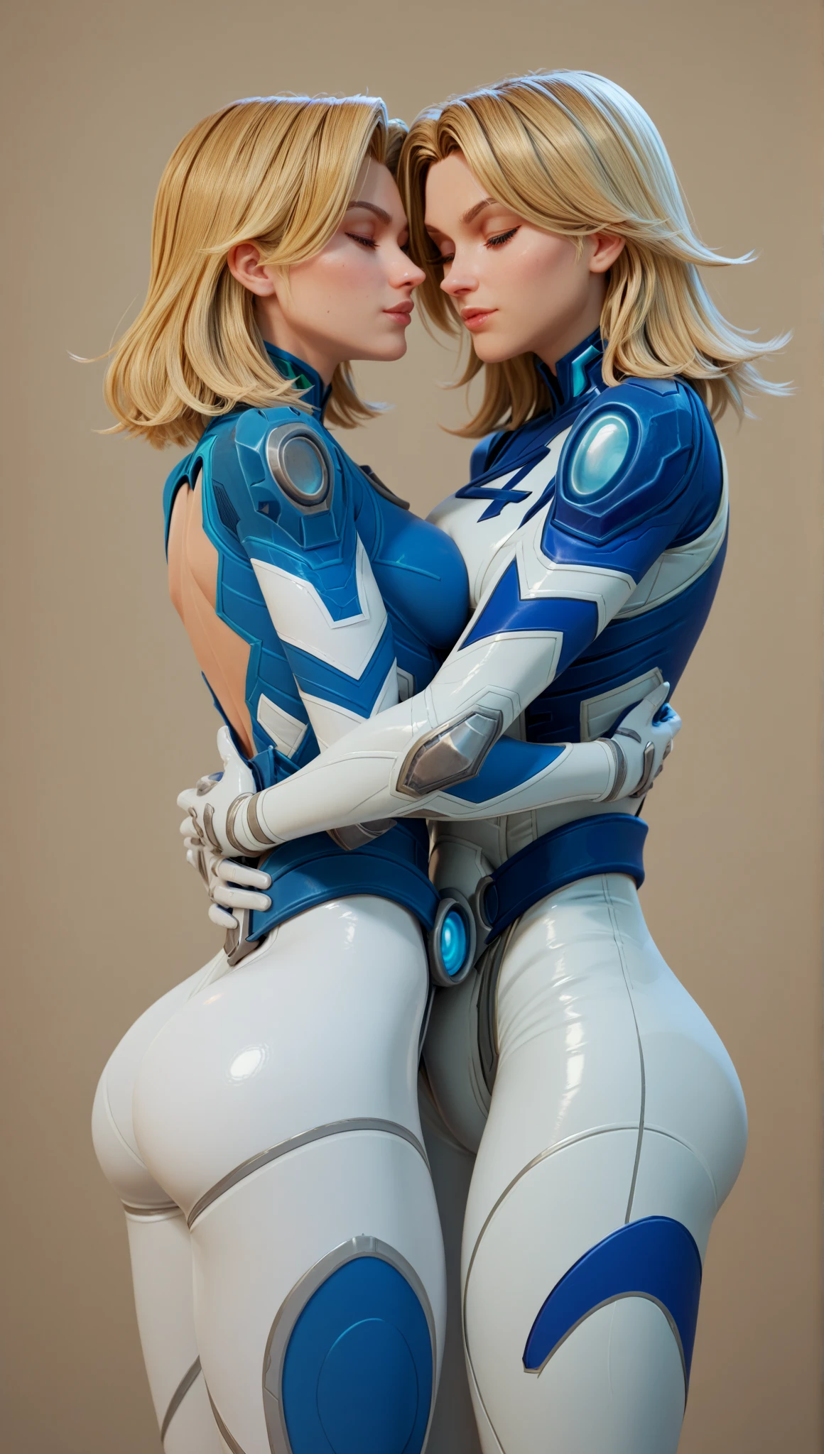 Two women sexy costume bunny girl costume, bunny ears, tight dress, lesbians sitting on bed and kissing each other, sexy wet bunny girl costume dress, high quality, top quality, high resolution, 8K,
real face, real body, blonde curly hair braids, blue eyes,
glossy skin, shiny skin, flowing sweat,
tight waist, attractive body, six pack abs,
tight colorful sparkly bunny girl costume dress costume,
erotic slingshot bunny girl costume dress,
big heart shaped earrings, gold triple choker,
big heart shaped collar, gold triple bracelet, gold triple ankle ring